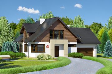  Projekt domu przy Cyprysowej 36 (KRK1377) - projekt domu parterowego z poddaszem - Zdjęcie 1