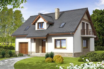  Projekt domu Marcepan PS (paliwo stałe) (WOF1060) - projekt domu parterowego z poddaszem - Zdjęcie 1