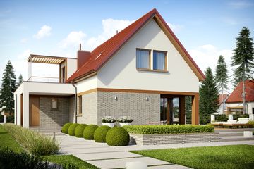 Projekt domu E13 II G1 economic - parterowy z poddaszem dom o powierzchni 104,34 m², dach dwuspadowy - ujęcie 2