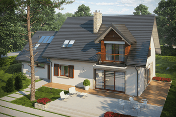 Projekt domu Amaranta G2 multi-comfort - parterowy z poddaszem dom o powierzchni 140,18 m², dach dwuspadowy - ujęcie 2