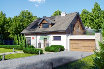 Projekt domu przy Alabastrowej 25 - parterowy z poddaszem dom o powierzchni 130 m², dach dwuspadowy - ujęcie 2
