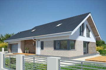  Projekt domu Pireus II Pasywny 3a LDP03a (WOB1588) - projekt domu parterowego z poddaszem - Zdjęcie 1