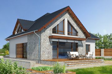 Projekt domu Avalon IV DCP206c - parterowy z poddaszem dom o powierzchni 187,25 m², dach wielospadowy - ujęcie 2
