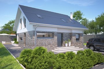 Projekt domu Meribel DCP327 - parterowy z poddaszem dom o powierzchni 132,61 m², dach dwuspadowy - ujęcie 2