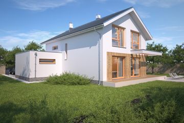 Projekt domu Bergamo DCP343 - parterowy z poddaszem dom o powierzchni 138,43 m², dach dwuspadowy - ujęcie 2