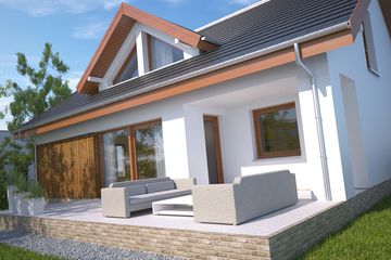 Projekt domu Rodez DCP328 - parterowy z poddaszem dom o powierzchni 162,35 m², dach dwuspadowy - ujęcie 3