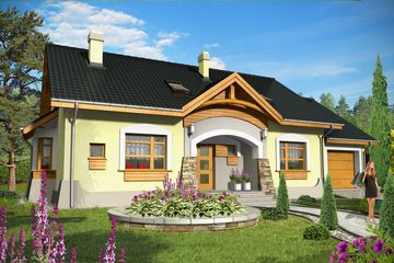  Projekt domu Amelia VI z garażem 1-st. [A] (WRF1561) - projekt domu parterowego z poddaszem - Zdjęcie 1