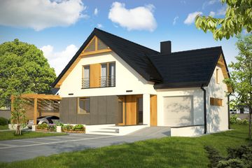  Projekt domu Mars z garażem 1-st. [A] (WRF1562) - projekt domu parterowego z poddaszem - Zdjęcie 1