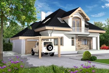  Projekt domu Remiz II z garażem 1-st. [A] (WRF1553) - projekt domu parterowego z poddaszem - Zdjęcie 2