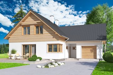  Projekt domu Jantar 2 wersja A paliwo stałe (WRD2300) - projekt domu parterowego z poddaszem - Zdjęcie 1