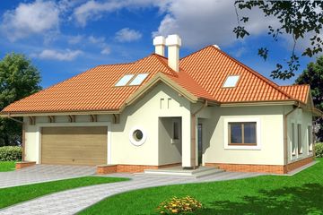  Projekt domu Róża 2B 2 garaże (WRD2291) - projekt domu parterowego z poddaszem - Zdjęcie 1