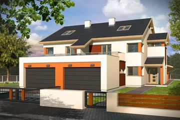  Projekt domu Willa Słoneczna bliźniak paliwo stałe (WRD2142) - projekt domu z pełnym piętrem - Zdjęcie 1