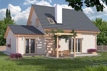  Projekt domu Hiacynt wersja C plus z pojedynczym garażem paliwo stałe (WRD2137) - projekt domu parterowego z poddaszem - Zdjęcie 1