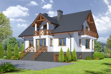  Projekt domu Jaworki 15 (KRP1624) - projekt domu parterowego z poddaszem - Zdjęcie 1