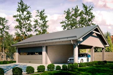  Projekt garażu G163 - Budynek garażowy z wiatą (PRA1213) - projekt garażu parterowego - Zdjęcie 3