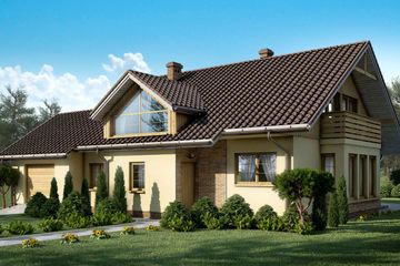  Projekt domu D34 - Antoni wersja drewniana (WAI1370) - projekt domu parterowego z poddaszem - Zdjęcie 1