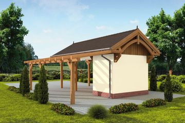  Projekt wiaty garażowej G67 szkielet drewniany, wiata garażowa (SLN2247) - projekt wiaty parterowego - Zdjęcie 1