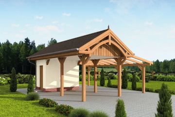  Projekt wiaty garażowej G67 szkielet drewniany, wiata garażowa (SLN2247) - projekt wiaty parterowego - Zdjęcie 2