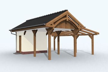  Projekt wiaty garażowej G67 szkielet drewniany, wiata garażowa (SLN2247) - projekt wiaty parterowego - Zdjęcie 4