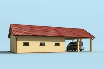  Projekt garażu G209 Szkielet drewniany (SLN2255) - projekt garażu parterowego - Zdjęcie 4