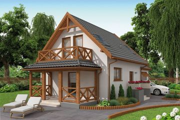  Projekt domu letniskowego Orlean 5 dom letniskowy z poddaszem (SLN2264) - projekt domu parterowego z poddaszem - Zdjęcie 2