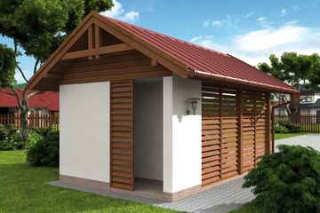  Projekt wiaty garażowej W1 Wiata garażowa jednostanowiskowa (SLN2269) - projekt wiaty parterowego - Zdjęcie 2