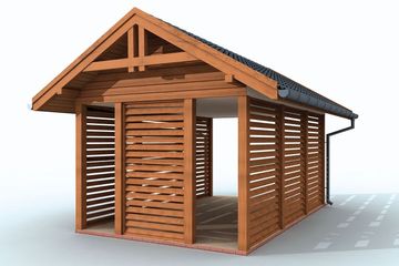  Projekt wiaty garażowej W2 Wiata garażowa jednostanowiskowa (SLN2304) - projekt wiaty parterowego - Zdjęcie 3