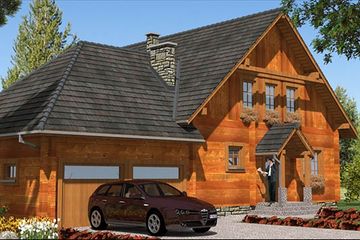 Projekt domu L-78 Dom lisia - z bali - parterowy z poddaszem dom o powierzchni 164,80 m², dach wielospadowy - ujęcie 2