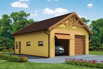  Projekt garażu G200 Szkielet drewniany (SLN2277) - projekt garażu parterowego - Zdjęcie 1