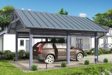  Projekt wiaty garażowej W3 Wiata garażowa jednostanowiskowa (SLN2312) - projekt wiaty parterowego - Zdjęcie 1