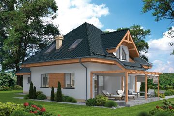Projekt domu Vitoria projekt domu mieszkalnego - parterowy z poddaszem dom o powierzchni 127,02 m², dach wielospadowy - ujęcie 2