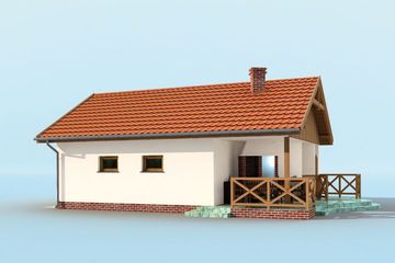 Projekt budynku gospodarczego G188 szkielet drewniany budynek gospodarczy - parterowy dom o powierzchni 66,04 m², dach dwuspadowy - ujęcie 3