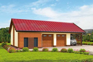  Projekt garażu G281 szkielet drewniany (SLN2287) - projekt garażu parterowego - Zdjęcie 1