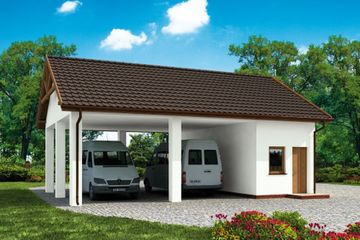  Projekt wiaty garażowej G211 wiata garażowa, szkielet drewniany (SLN2289) - projekt wiaty parterowego - Zdjęcie 1