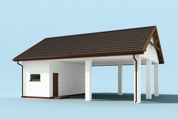  Projekt wiaty garażowej G211 wiata garażowa, szkielet drewniany (SLN2289) - projekt wiaty parterowego - Zdjęcie 2