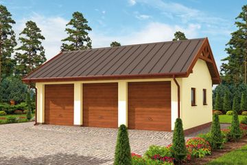  Projekt garażu G305a szkielet drewniany (SLN2295) - projekt garażu parterowego - Zdjęcie 1