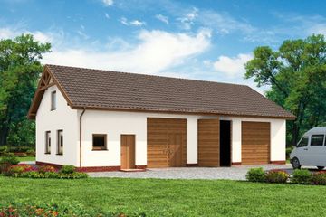  Projekt garażu G206 garaż trzystanowiskowy, szkielet drewniany (SLN2301) - projekt garażu parterowego - Zdjęcie 1