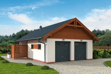  Projekt garażu G324 garaż dwustanowiskowy z pomieszczeniem gospodarczym (SLN2318) - projekt garażu parterowego - Zdjęcie 2
