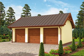  Projekt garażu G305 szkielet drewniany (SLN2293) - projekt garażu parterowego - Zdjęcie 1