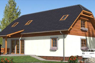 Projekt domu L-31 Dom litewska - szkieletowy - parterowy z poddaszem dom o powierzchni 155,50 m², dach naczółkowy - ujęcie 4