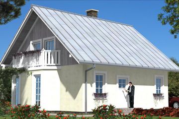 Projekt domu L-37 Dom ustrońska - szkieletowy - parterowy z poddaszem dom o powierzchni 112,50 m², dach dwuspadowy - ujęcie 4
