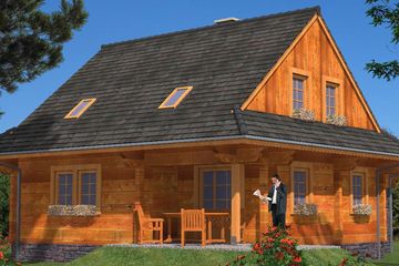  Projekt domu L-40 Dom z bali (BBD1059) - projekt domu parterowego z poddaszem - Zdjęcie 3