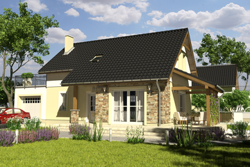  Projekt domu Ogi z garażem 1-st. [A] (WRF1573) - projekt domu parterowego z poddaszem - Zdjęcie 1