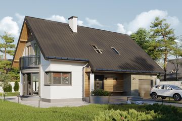  Projekt domu Alba (1436) (KRD2603) - projekt domu parterowego z poddaszem - Zdjęcie 1