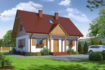  Projekt domu Hoczew Mk11 (KRP1631) - projekt domu parterowego z poddaszem - Zdjęcie 1