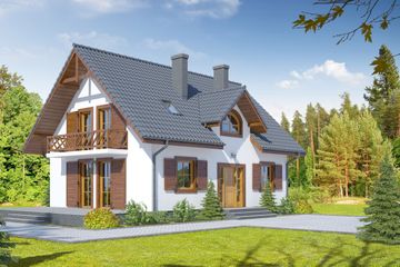  Projekt domu Zawoja średnia mc (KRP1638) - projekt domu parterowego z poddaszem - Zdjęcie 1