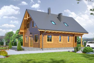  Projekt domu Bartne Drewniane 8-0k (KRP1645) - projekt domu parterowego z poddaszem - Zdjęcie 1