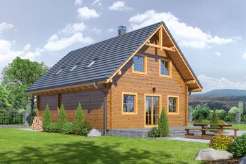 Projekt domu Bartne Drewniane 8-0k (KRP1645) - projekt domu parterowego z poddaszem - Zdjęcie 2