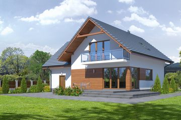 Projekt domu Gładyszów 31k - parterowy z poddaszem dom o powierzchni 120,69 m², dach dwuspadowy - ujęcie 2