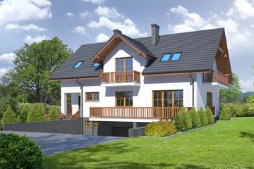  Projekt domu Osina 44 (KRP1651) - projekt domu parterowego z poddaszem - Zdjęcie 1